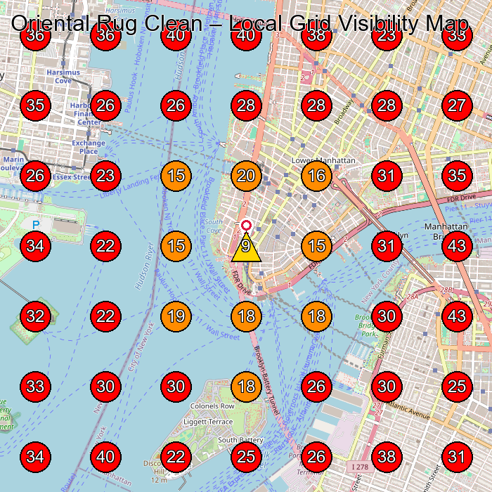Oriental Rug Clean GeoGrid visibility map for Carpet Cleaning Service in New York